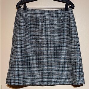 Plaid A-Line Skirt in Black and Light Blue
